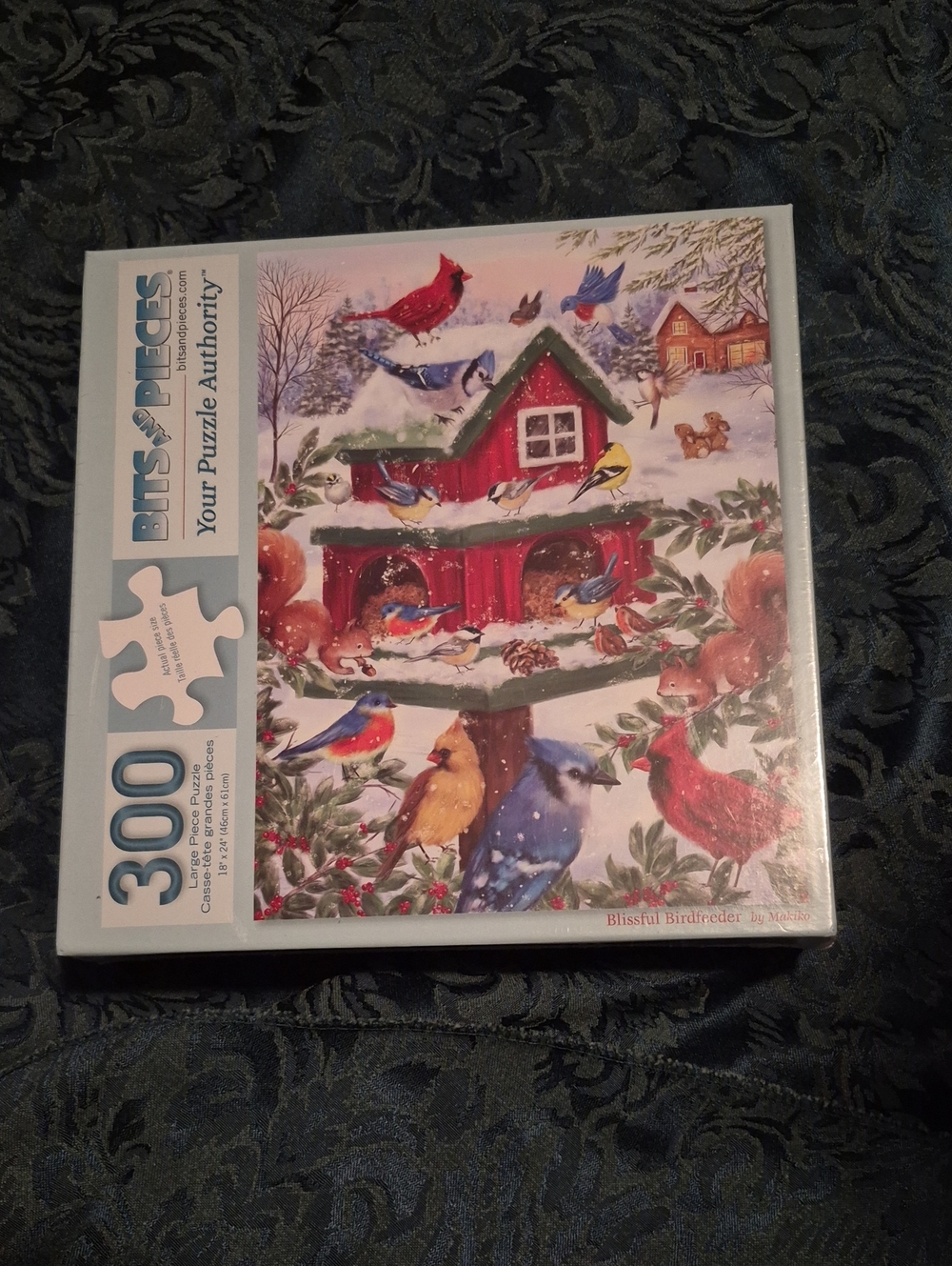 Bits and Pieces 300-Piece Blissful Birdfeeder Jigsaw Puzzle New In Sealed Box